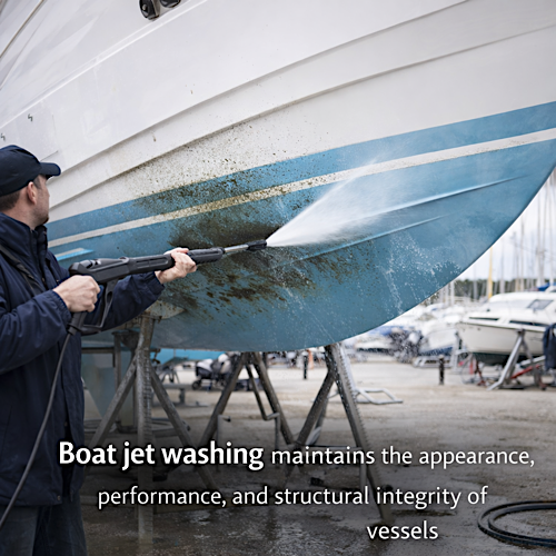 Boat jet washing maintains the appearance, performance, and structural integrity of vessels