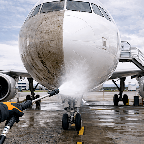 Aeroplane jet washing is a highly specialised service that maintains aircraft cleanliness, aerodynamic performance, and operational safety