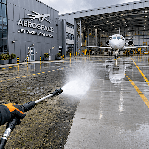 Aerospace jet washing provides specialist cleaning services for manufacturing facilities, research centres, maintenance hangars