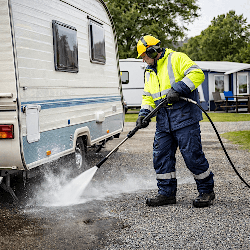 Caravan park jet washing helps keep holiday guests' environments attractive, and hygienic