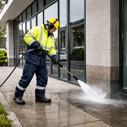Commercial building jet washing is essential for maintaining professional business and environments