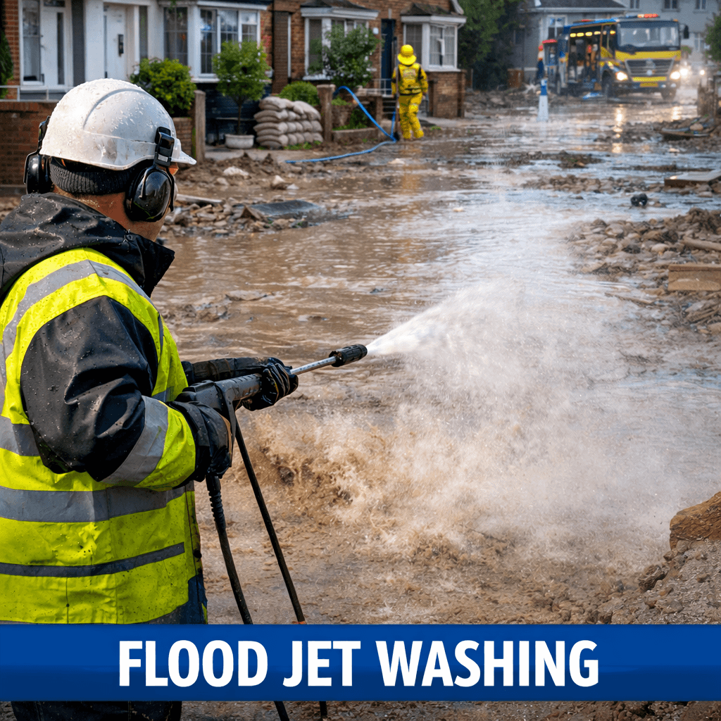 Flood jet washing provides essential emergency cleaning and restoration services following flooding events