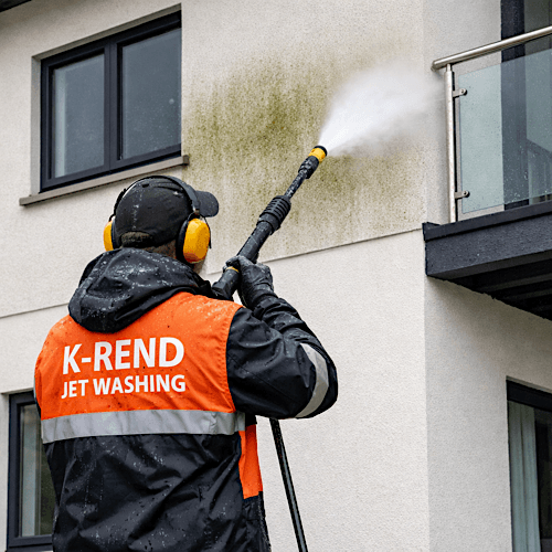 K-Rend jet washing provides specialist cleaning for silicone-rendered building facades