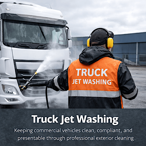 Lorry jet washing and ship jet washing maintain commercial transport assets across road