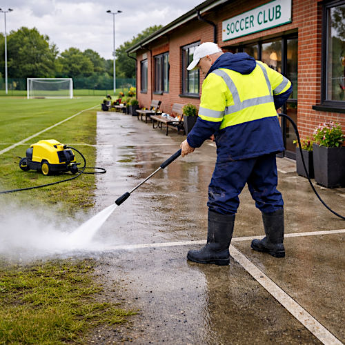 Soccer clubs' jet washing maintains the facilities that support football at every level